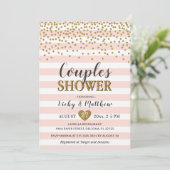 Paare Polterabend Blush Pink Gold Confetti Einladung (Stehend Vorderseite)