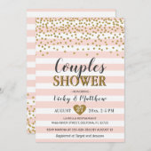 Paare Polterabend Blush Pink Gold Confetti Einladung (Vorne/Hinten)