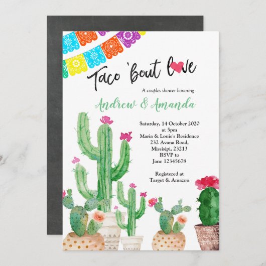 Paare Polterabend Einladung Fiesta (Vorne/Hinten)