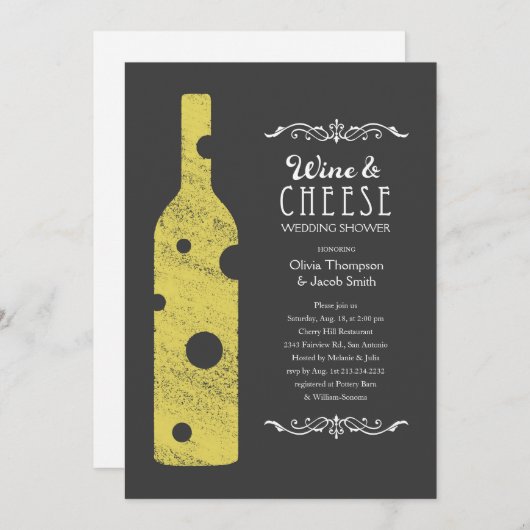 Paare Polterabend Einladungen zu Wein und Käse (Vorne/Hinten)