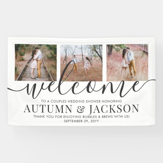 Paare Polterabend Elegante 3 Foto Willkommen Banner (Horizontal)
