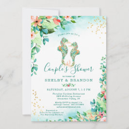 Paare Polterabend Tropische Seepferde Einladung