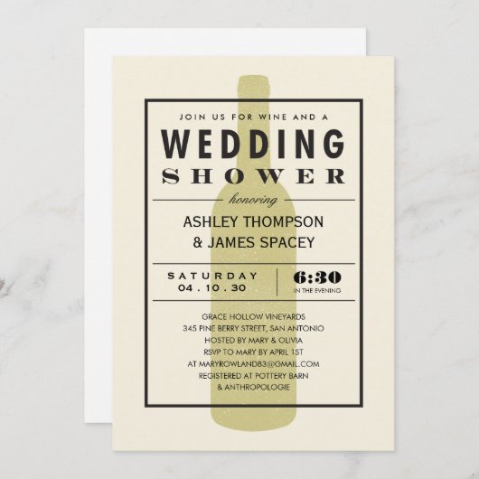 Paare Polterabend Weinflaschen Einladungen (Vorne/Hinten)