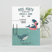 Paare Pool Party Kinderdusche Einladung (Stehend Vorderseite)