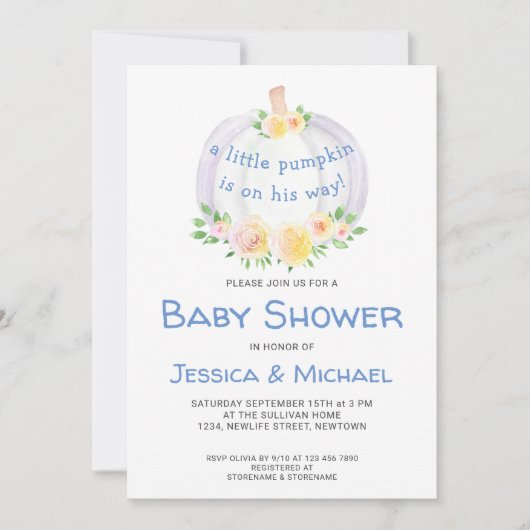 Paare Pumpkin Boys Kinderdusche Einladung (Vorderseite)