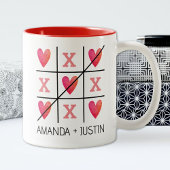 Paare Red Valentine Hearts Tic Tac Toe Zweifarbige Tasse