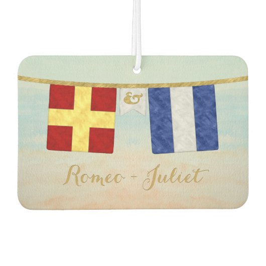 Paare Seesignalflaggen Monogramm Autolufterfrischer (Vorderseite)