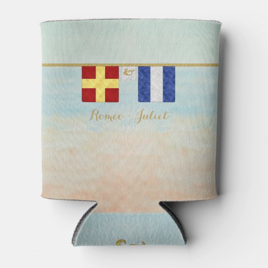 Paare Seesignalflaggen Monogramm Dosenkühler (Vorderseite)