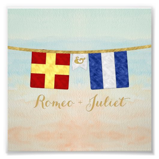 Paare Seesignalflaggen Monogramm Fotodruck (Vorne)