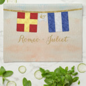 Paare Seesignalflaggen Monogramm Küchentuch (Gefaltet)