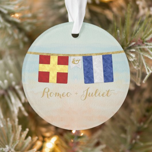 Paare Seesignalflaggen Monogramm Ornament (Baum)