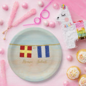 Paare Seesignalflaggen Monogramm Pappteller (Party)