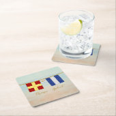 Paare Seesignalflaggen Monogramm Rechteckiger Pappuntersetzer (Vor Ort)