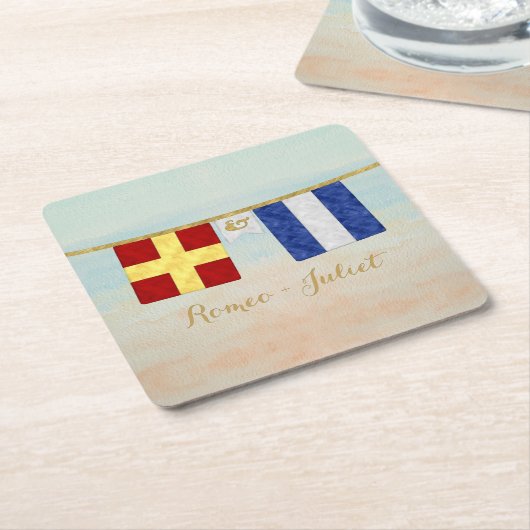 Paare Seesignalflaggen Monogramm Rechteckiger Pappuntersetzer (angewinkelt)