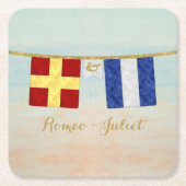 Paare Seesignalflaggen Monogramm Rechteckiger Pappuntersetzer (Vorderseite)