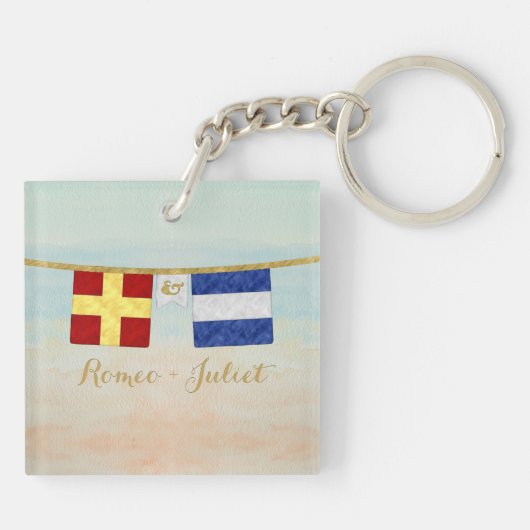 Paare Seesignalflaggen Monogramm Schlüsselanhänger (Rückseite)