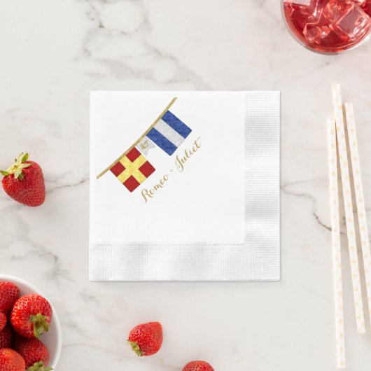 Paare Seesignalflaggen Monogramm Serviette (Beispiel)