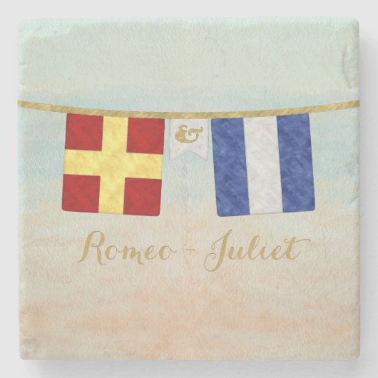 Paare Seesignalflaggen Monogramm Steinuntersetzer (Vorderseite)