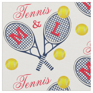 Paare Tennisschläger und Bälle Monogramm Stoff