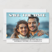 Paare Verlobung Foto Hochzeitsankündigung schwul Einladung (Vorderseite)