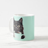 Paare von meinem Kaffee, schwarze Katze, Minzfarbe Kaffeetasse (Vorderseite Links)