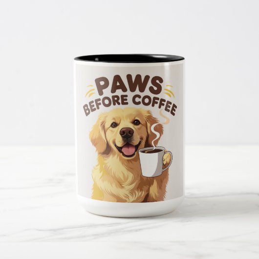 Paare vor der Kaffee-Tasse Zweifarbige Tasse (Mittel)