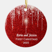 Paare Vorweihnachtsname Keramik Ornament (Vorne)