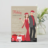 Paare Weihnachtsfeier Corporate Einladung (Stehend Vorderseite)