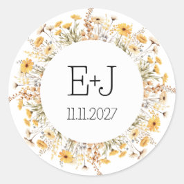 Paares Initialen Aufkleber Wildblume Hochzeit