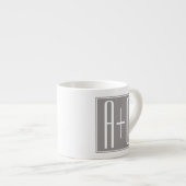 Paarinitialen oder anderer Text | Weiß & Grau Espressotasse (Vorderseite Rechts)