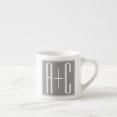 Paarinitialen oder anderer Text | Weiß & Grau Espressotasse (Rechts)