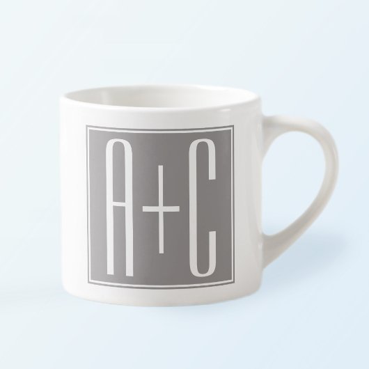Paarinitialen oder anderer Text | Weiß & Grau Espressotasse
