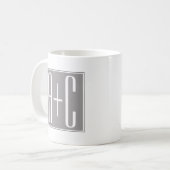 Paarinitialen oder anderer Text | Weiß & Grau Kaffeetasse (Vorderseite Links)