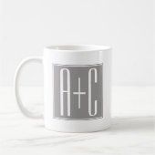 Paarinitialen oder anderer Text | Weiß & Grau Kaffeetasse (Links)