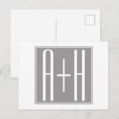 Paarinitialen oder anderer Text | Weiß & Grau Postkarte (Vorne/Hinten)