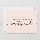 Paarname Blush Pink Wedelmongramm Note Card Mitteilungskarte (Vorderseite)