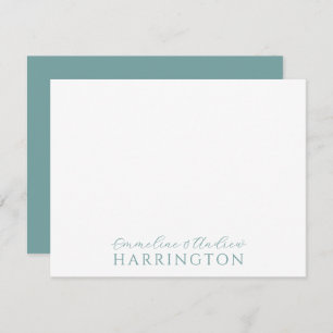 Paarname Wedding Monogram Pastel Blue Green Mitteilungskarte
