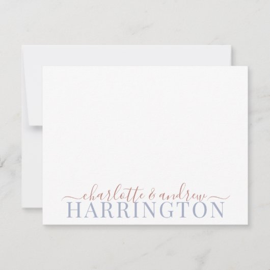 Paarname Wedding Monogram Pastel Rust Blue Gray Mitteilungskarte (Vorderseite)