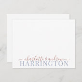 Paarname Wedding Monogram Pastel Rust Blue Gray Mitteilungskarte (Vorne/Hinten)