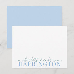 Paarname Wedding Monogram Pastellblau und grün Mitteilungskarte