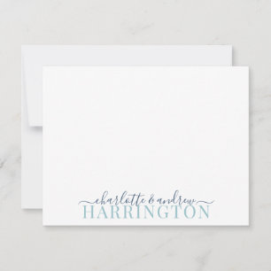 Paarname Wedding Monogram Pastellblau und Marine Mitteilungskarte
