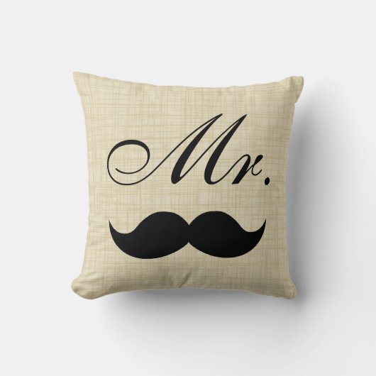 Paarpillow, Mr. w Black Mustache auf Pergament Kissen (Vorderseite)