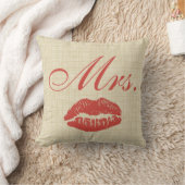 Paarpillow, Mrs. w Red Lips on Cream Parchment Kissen (Decke)