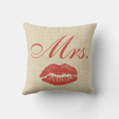 Paarpillow, Mrs. w Red Lips on Cream Parchment Kissen (Rückseite)