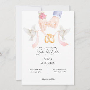Paarring mit Vögeln sanfte, elegante Hochzeit Save The Date