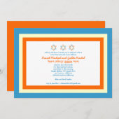 Paart Davidsstern Bar-Schläger Mitzvah Einladung (Vorne/Hinten)