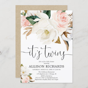 Paart weiße rosa rustikale Babyparty des Einladung