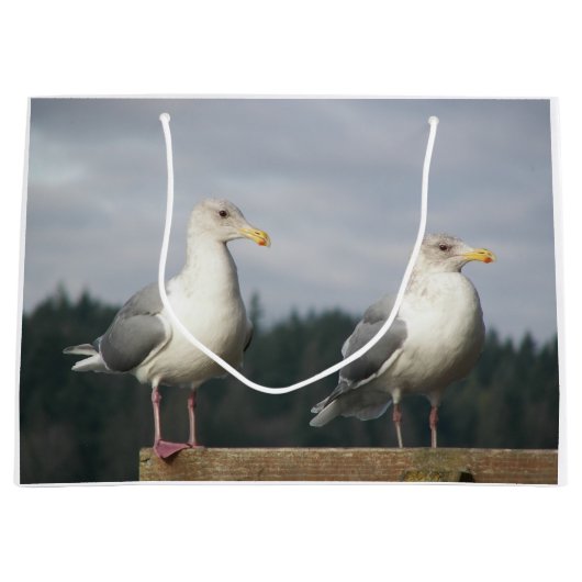Paarung der Seagullen auf dem Zaun Große Geschenktüte (Vorderseite)