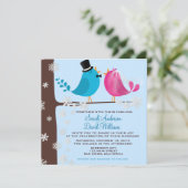 Paarvögel auf dem Zweig| Einladung zur Hochzeit (Stehend Vorderseite)