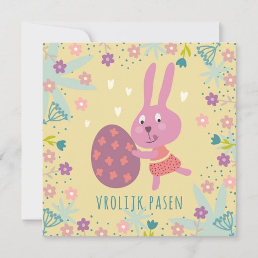 Paashaasje met chocolade ei karte (Vorderseite)